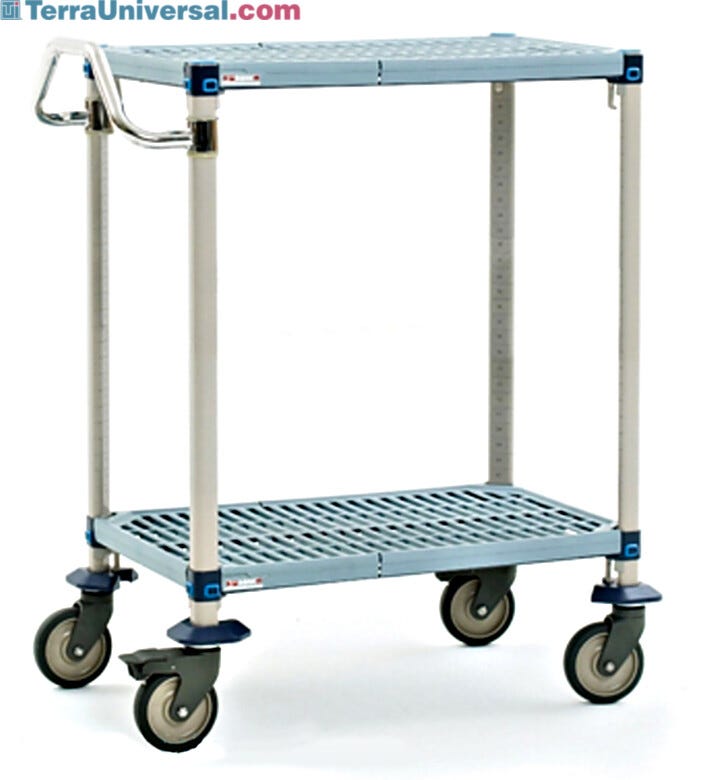 Antimicrobial MetroMax Q unit with 2 corrosion proof shelves, posts and handles  |  1403-08 displayed