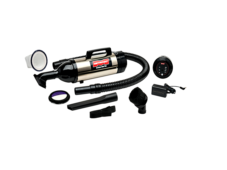 Complete CHV-S6 Deluxe Cordless Evolution Hand Vac kit with vacuum, hose, and various attachments  |  1009-02 displayed