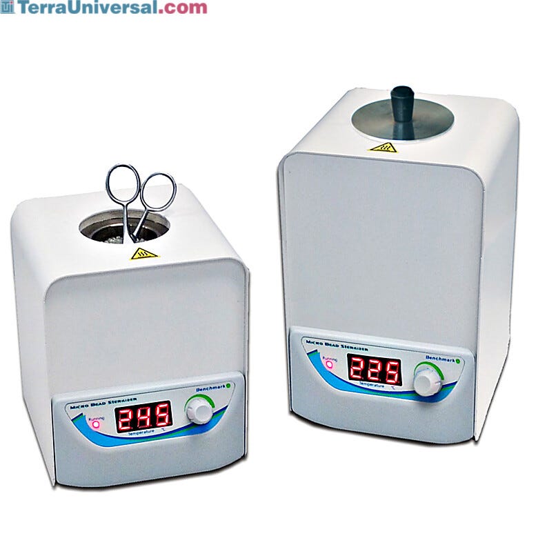 Benchmark Scientific's glass bead sterilizer quickly disinfects forceps, scalpels, scissors, and other dissection tools  |  2815-PP-01 displayed