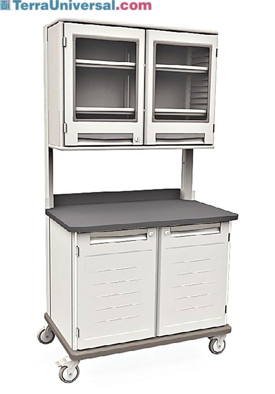 Starsys mobile work center with epoxy resin top, locking base and overhead cabinets  |  1311-33 displayed