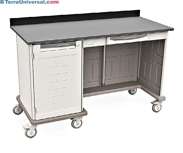 Starsys mobile work center with epoxy resin top, kneewell and locking doors  |  1311-35 displayed