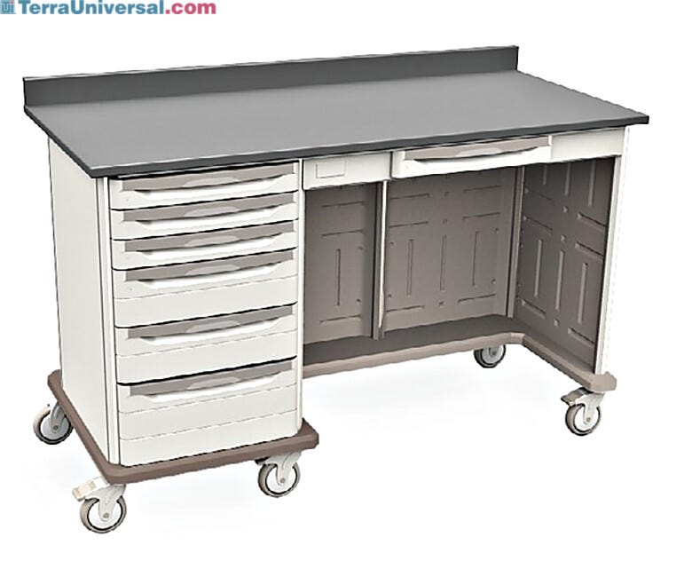 Starsys mobile work center with epoxy resin top, kneewell and standard drawers  |  1311-39 displayed