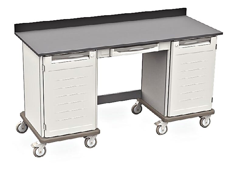 Starsys mobile work center with epoxy resin top, kneewell and locking doors  |  1311-42 displayed