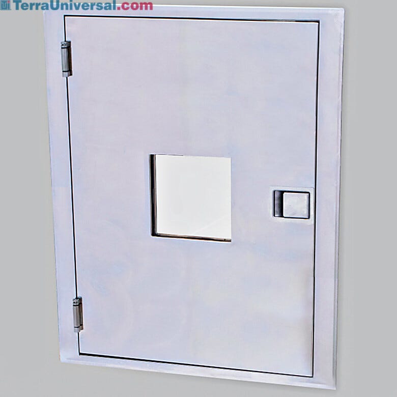 UL 10B-listed fire-rated door is suitable for use in a fire-rated cleanroom or laboratory wall