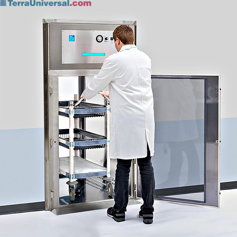 Vents along the bottom of the chamber recirculate air through a ULPA filter to protect sensitive parts, prevent cross-contamination | 6705-68-316 displayed