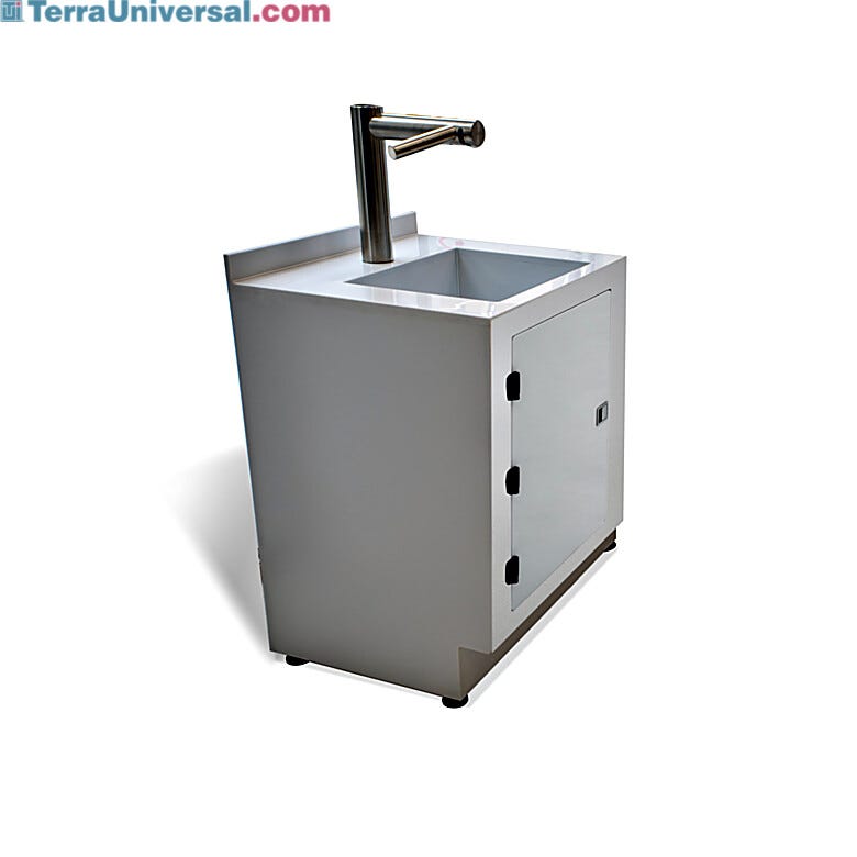Rinsing/Drying station with single sink in polypropylene and touch-free wash/dry tap in stainless steel, 120 V  |  9600-42B displayed