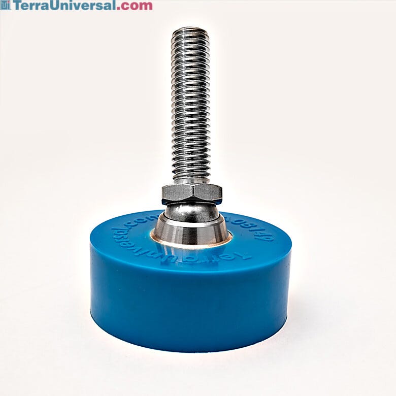 Leveling foot with swiveling polyurethane foot and stainless steel stem. Swiveling foot automatically adjusts when tilted at any angle. | 2807-06 displayed
