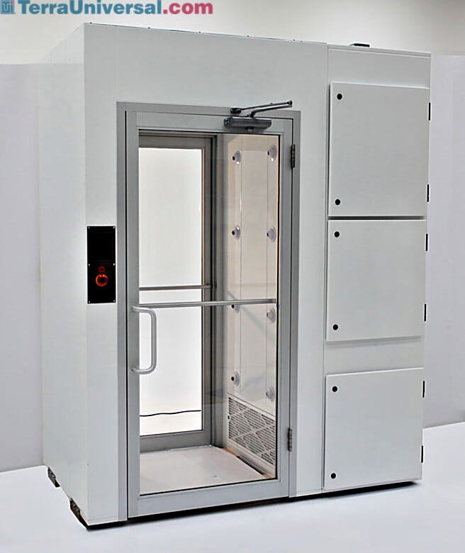 Helps Solve Decontamination Problems. Powder-coated Steel Airshower shown