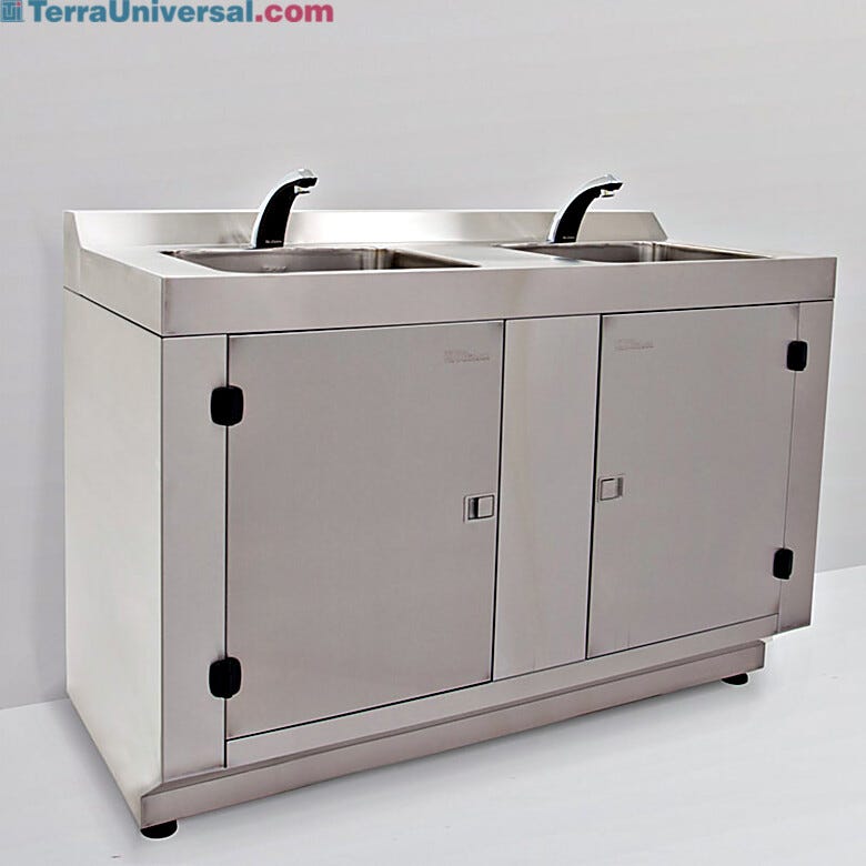Stainless Steel 2 Sink Rinsing Station | 9600-47A displayed