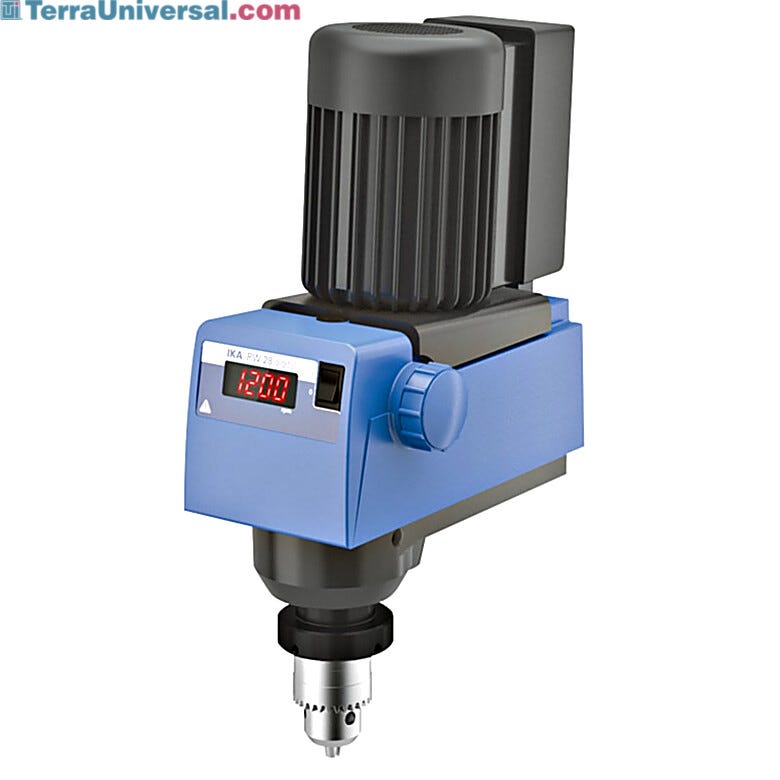 The RW 28 Digital Overhead Stirrer has an 80-liter capacity and two-stage motor | 6927-19 displayed