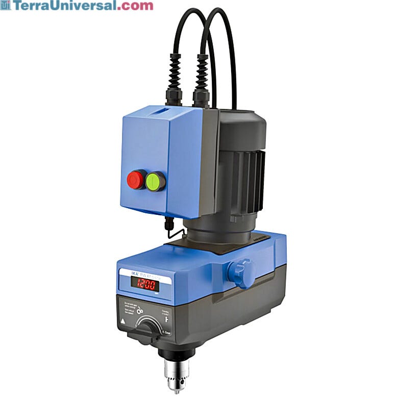The RW 47 Digital Overhead Stirrer offrs 200 liter capacity and high torque with motor overload protection for highly viscous applications  |  6927-23 displayed