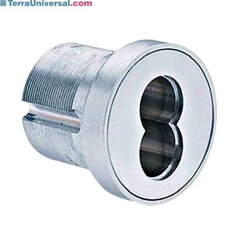 Finished in satin chrome, this mortise lock cylinder housing is designed to meet the security needs of a wide range of commercial environments  |  5050-40 displayed