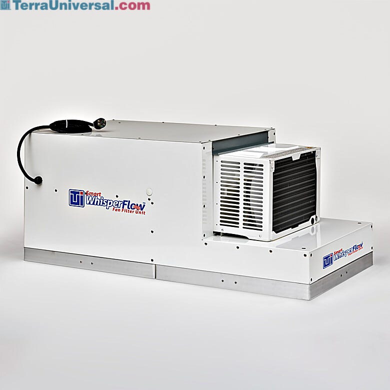 Terra's Smart® ECM Air Conditioning Fan Filter Unit provides recirculating air conditioning to without disrupting positive pressure laminar flow rooms. | 6611-13 displayed