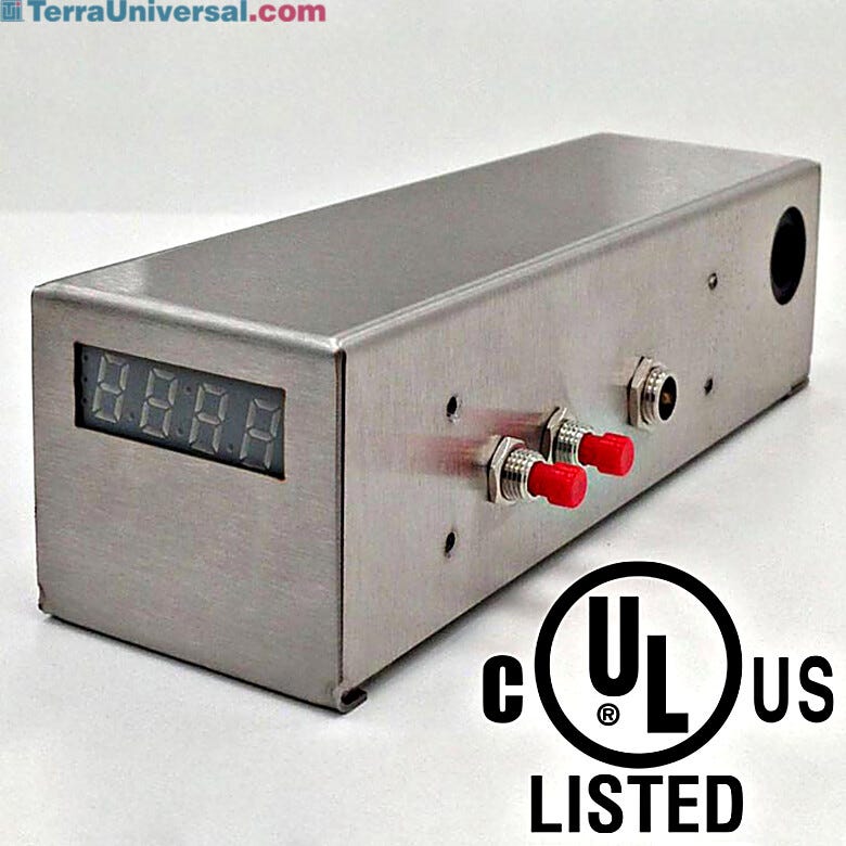 Smart® Module with LED display and gas inlet automatically monitors and maintains low-RH set point to conserve nitrogen  |  1911-30B-VL displayed