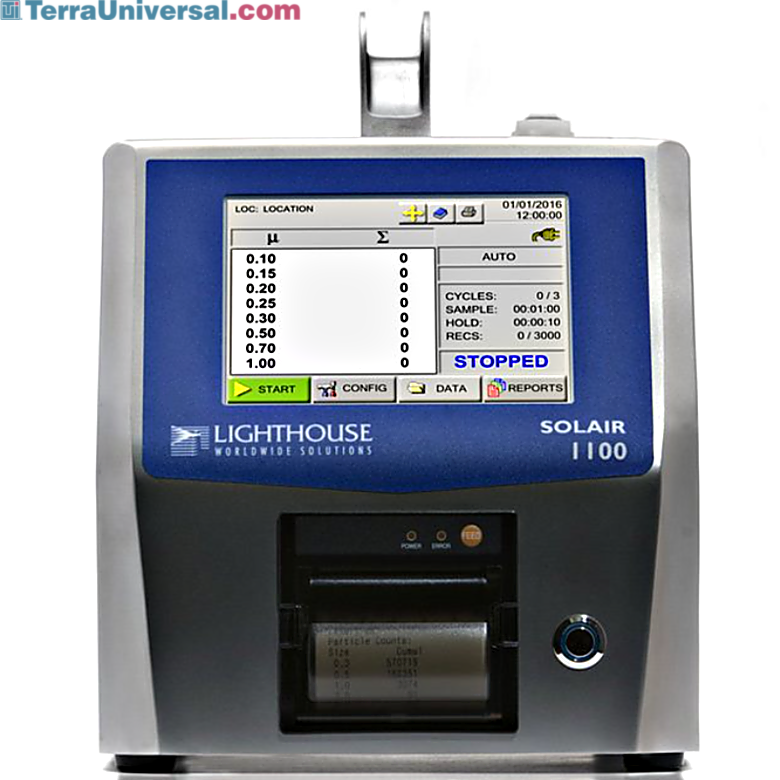 ISO 21501-4 compliant unit with a 0.1 - 1.0 μm sensitivity, a 1.0 CFM (28.3 LPM) flow rate and a Long Life Laser Diode; monitors ISO class 1-7 cleanrooms  |  1510-41 displayed