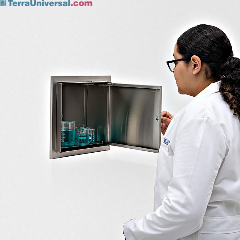 Terra's recessed specimen pass-through cabinet is a convenient way to transfer samples in a lab or physician's office. | 2640-97A displayed