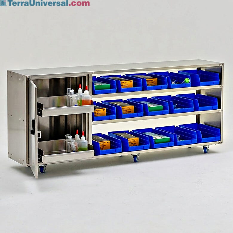 Six swivel casters allow repositioning of the fully loaded cabinet to adapt to changing workflows and cleanroom layouts without disrupting operations  |  1560-50 displayed