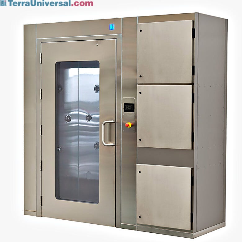 Stainless steel cleanroom air shower with blower and filter alert system | 6010-00D-LP displayed