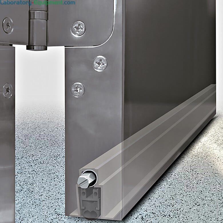 BioSafe® CleanSeam™ stainless steel doors feature an automatic door bottom for a tight door seal | 1999-99 displayed