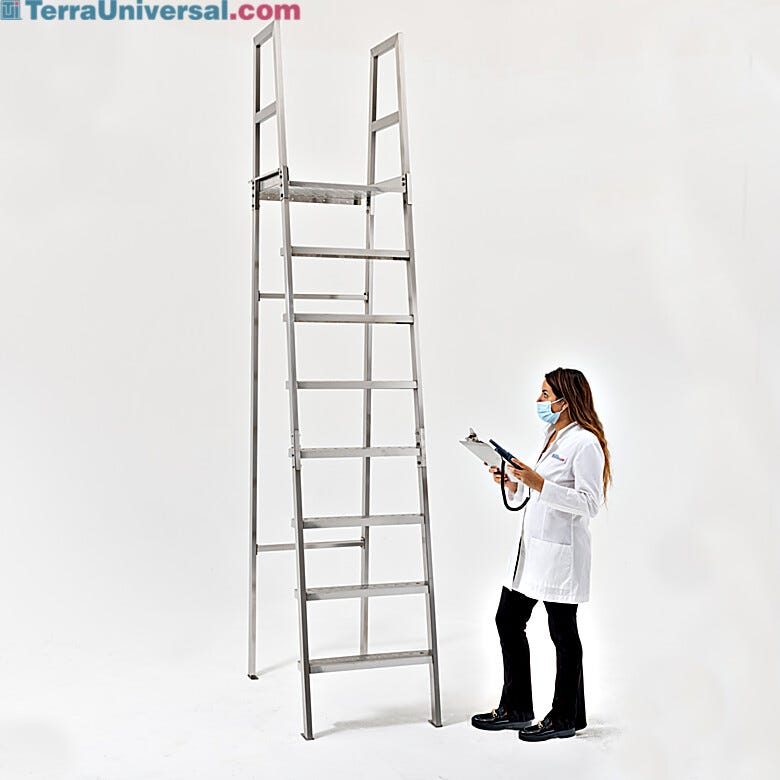 Stainless Steel 90° Ladder Platform with safety rails