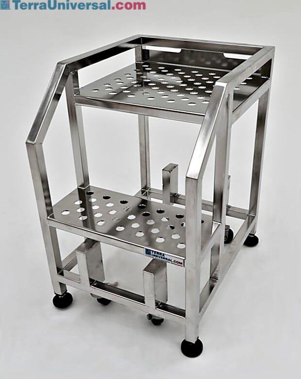 Narrow cleanroom stairs: 2 steps with perforations. | 2805-07-316 displayed