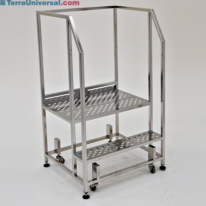 Stainless steel BioSafe two-step stairs with safety rail. | 2805-63 displayed