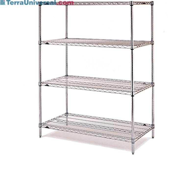 4’ adjustable 304 stainless steel wire shelves with Microban antimicrobial coating and chrome plating