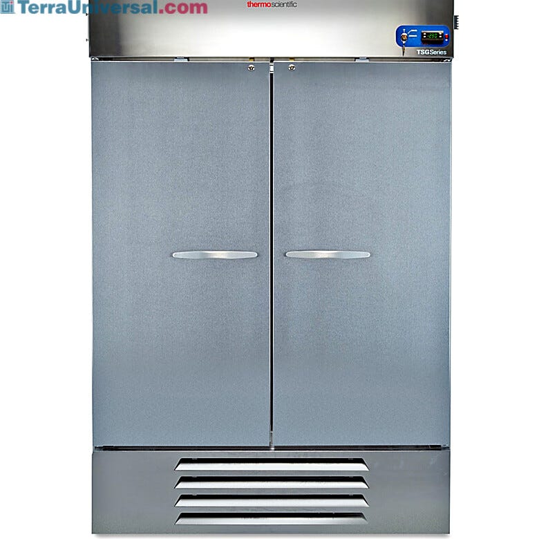 Energy-efficient 1387L TSG General Purpose Lab Freezer #TSG49FSSA by Thermo Fisher Scientific includes four stainless steel shelves; call for pricing  |  1536-95 displayed
