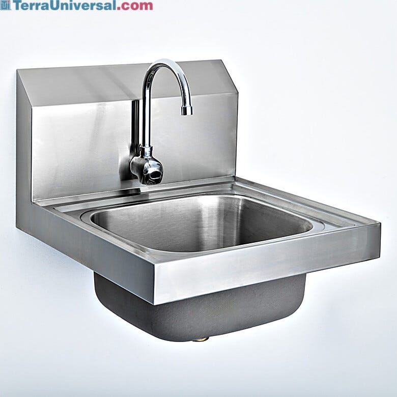 USP 797 compliant wall-mount sink with eye sensor for touchless operation in cleanroom environments | 1372-91A displayed