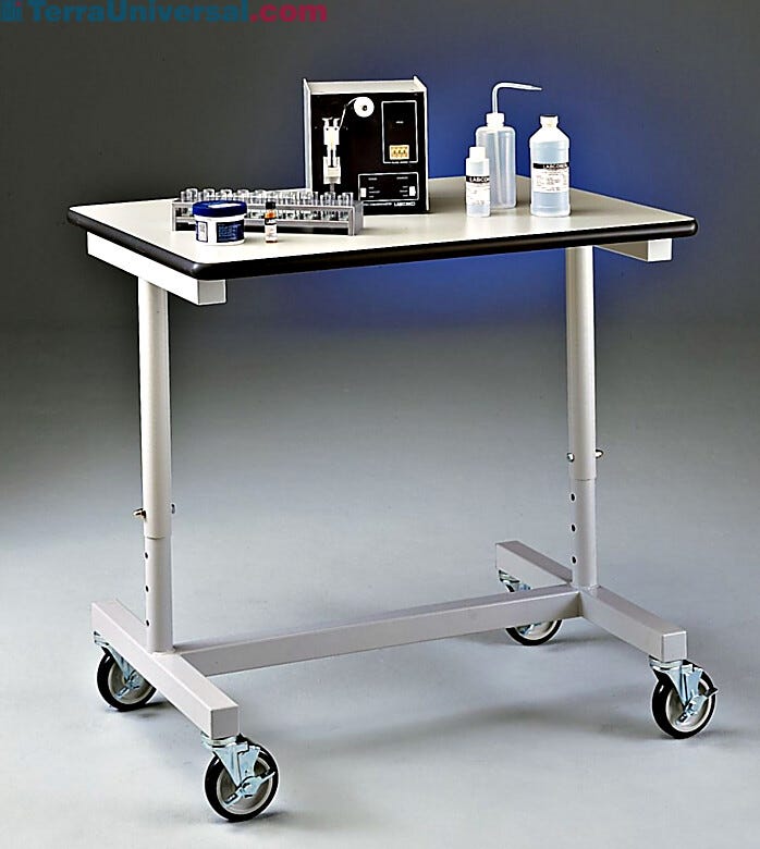 Variable Height Mobile Bench shown with Props | 1524-40 displayed
