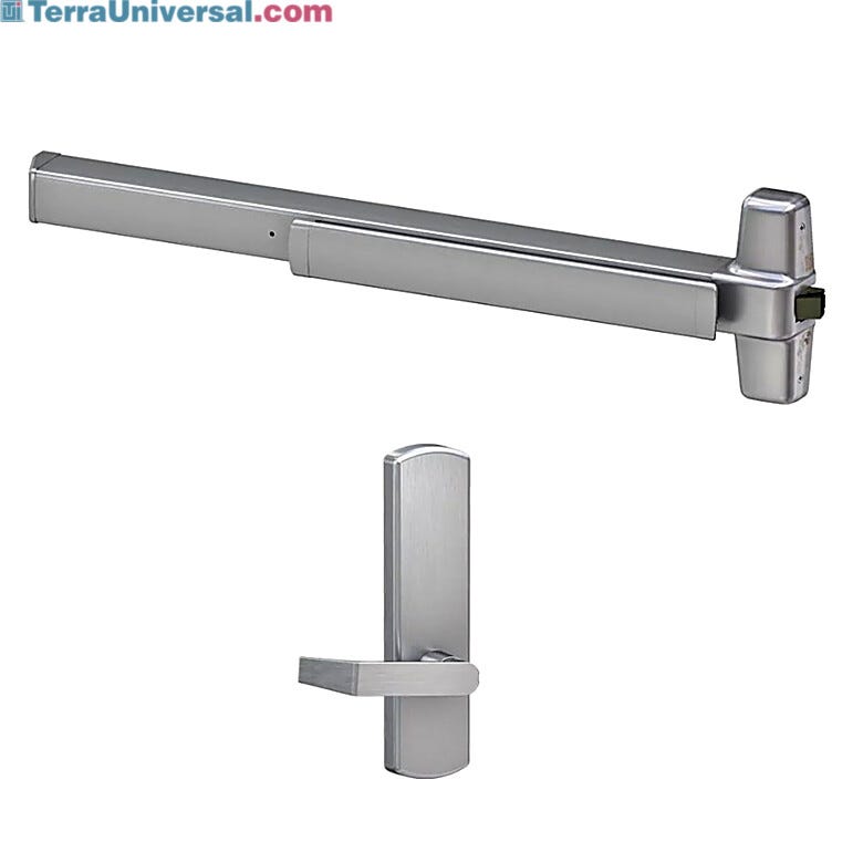 Designed for high-traffic applications, this rim exit device comes complete with a passage lever for versatile door operation in a single package  |  5050-17 displayed