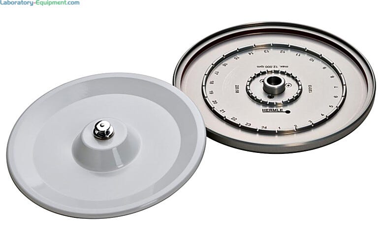 This rotor features a lid and a 90° angle with 24 x capillary capacity  |  2823-50 displayed