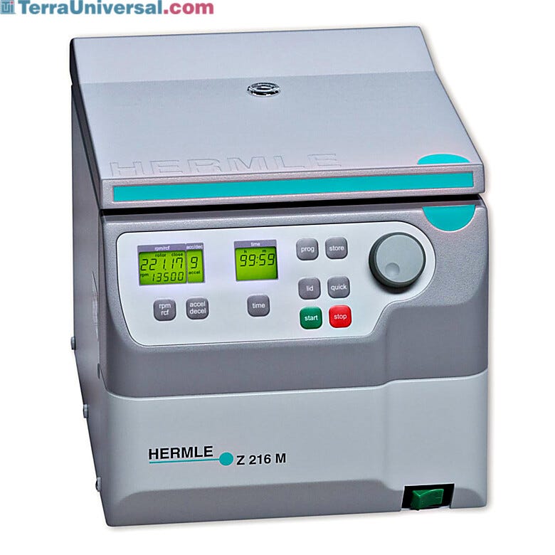 Hermle’s compact ventilated Z216-M microcentrifuge is powerful yet quiet  |  2823-41 displayed