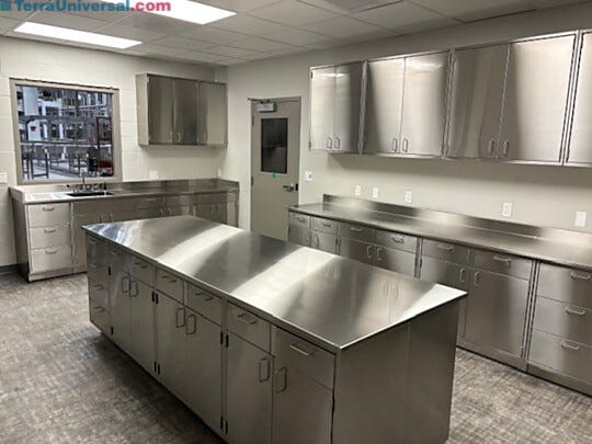 SEFA 8M stainless casework in 304/316 steel. Custom sizes, shapes & features. Cleanroom-ready. Ships ready to install.  |  2902-76 displayed