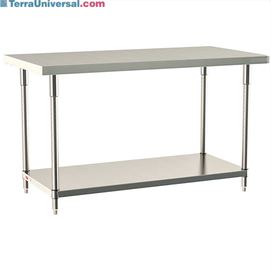 All 304 Stainless Steel TableWorx Work Tables with an Under Shelf by Metro for lab, electronics, pharma and science applications; size and mobile options | 1545-PP-01 displayed