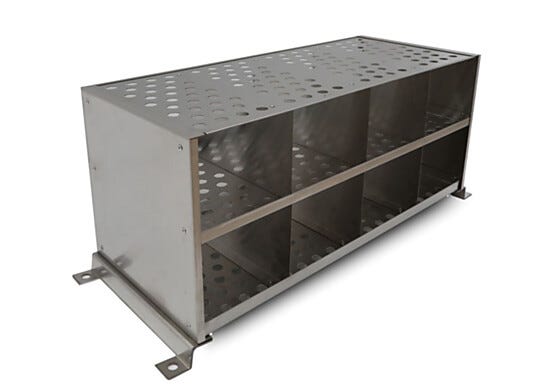 304 Stainless Steel detachable bootie rack and gowning bench with perforated surfaces 36"W | 1560-40 displayed