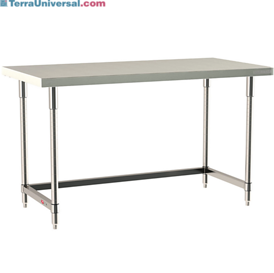 316 Stainless Steel TableWorx Work Tables with 304 SS Legs and 3-Sided Frame by Metro ideal in cleanrooms and biopharma applications; various sizes available | 1543-PP-05 displayed
