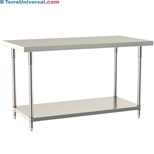 316 Stainless Steel TableWorx Work Tables with 304 SS Legs and Under Shelf by Metro ideal in cleanrooms and biopharma applications; sizes and mobile options | 1543-PP-03 displayed