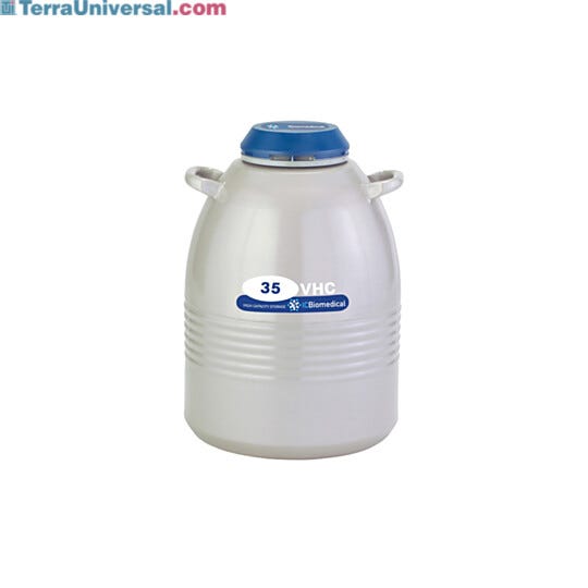 TW 35VHC High Capacity Cryogenic Storage Freezer with a 35-liter LN2 capacity and a 130-day static hold time for long-term sample storage; includes six 11" cani  |  6900-83 displayed