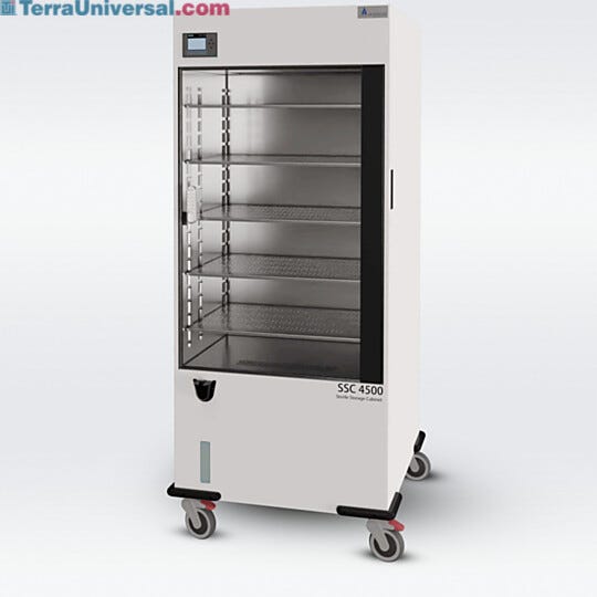 Large sterile storage cabinet with five shelves included for storing sterile medical equipment in a clean air, controlled environment | 3947-00 displayed