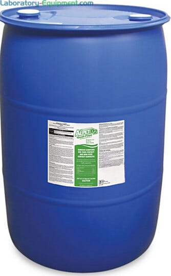 Bulk storage of 50 gallons of Alpet D2 Quat-Free Surface Sanitizer refill in large bin by Best Sanitizer