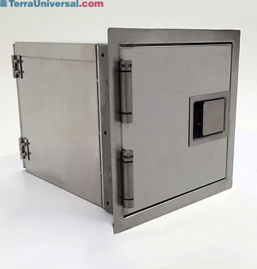 Fire Rated Pass-Through, 12"W x 14.75"D x 12"H, is designed for installation in a fire-rated cleanroom or laboratory wall | 1993-71A displayed