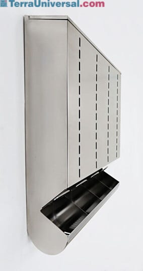Wall Mounted 4 Compartment Stainless Steel Dispenser with Catch Tray | 4952-37-2-316 displayed