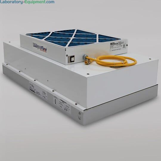 WhisperFlow™ HEPA Fan Filter Unit includes unique baffle and anodized aluminum diffuser to promote uniform air speed  |  6601-23-H displayed