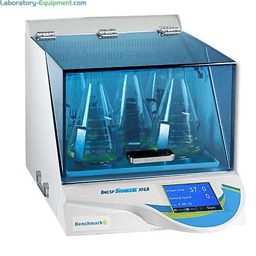 Incu-Shaker 10LR Refrigerated Shaking Incubators by Benchmark Scientific includes a non-slip rubber mat platform and holds temperatures 