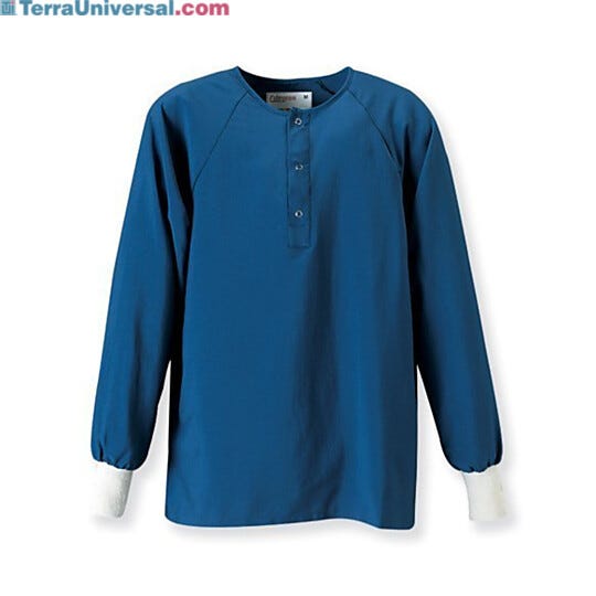 Pocketless sitewear shirts are typically worn underneath cleanroom garments as an alternative to normal clothing  |  4954-90A displayed