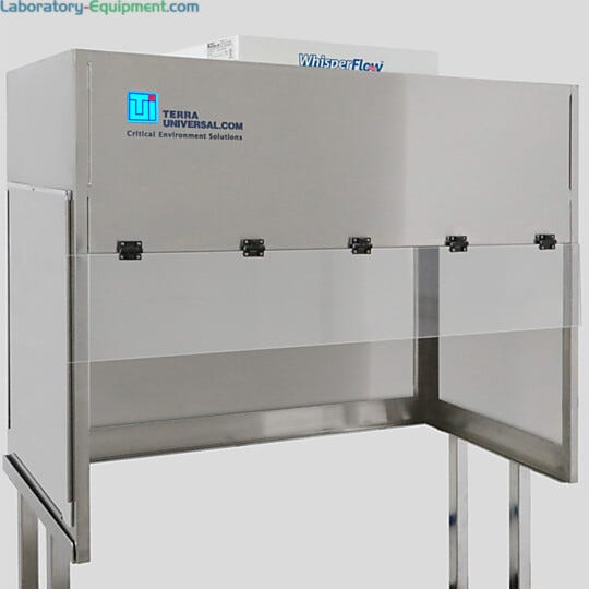 Stainless steel panels provide a durable, non-shedding, and easily sanitizable enclosure for the laminar flow hood. The corrosion-resistant stainless steel is i  |  2001-71 displayed