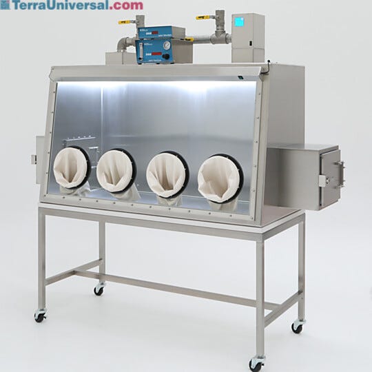 ISO 5 BioSafe® stainless steel glove box for Live Biotherapeutic Products (LBPs) features open/closed loop ULPA filtration and automatic nitrogen gas purge syst | 9670-64C displayed