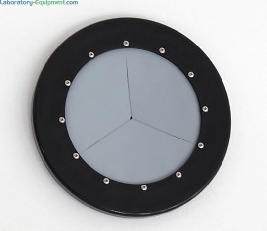 The self-closing Iris Port Adapter attaches to Terra's 10"-diameter glove port (order port separately)  |  1694-54 displayed