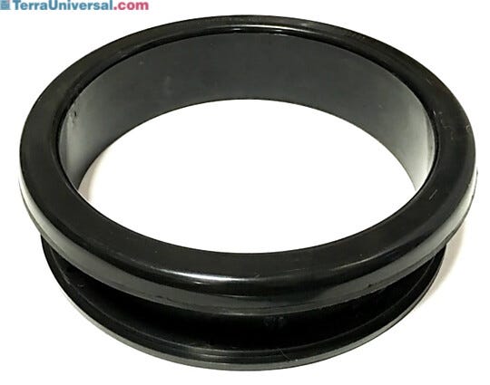 Glove port ring, ABS plastic 8/9" diameter, 10-32 threaded brass insert, TPE over mold | 1694-51A displayed